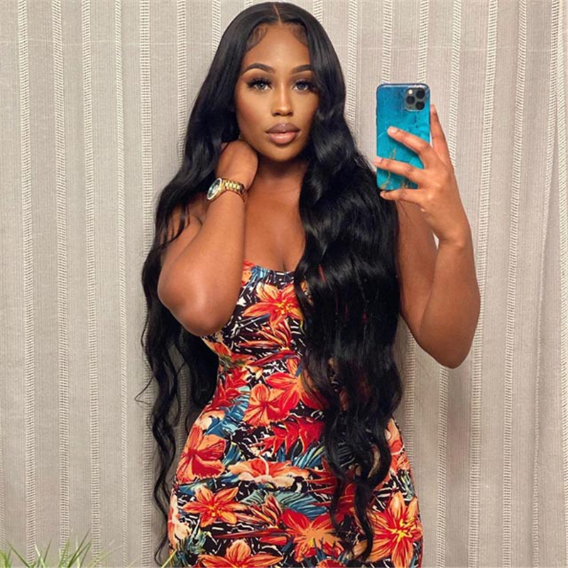 32 34 36 Inch Long Body Wave 13x4 Transparent Lace Full Frontal Wigs - 图片 4